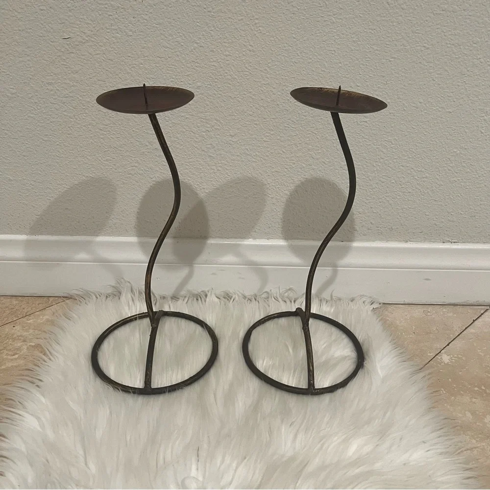 Bronze Colored Candle Holders Set of Two